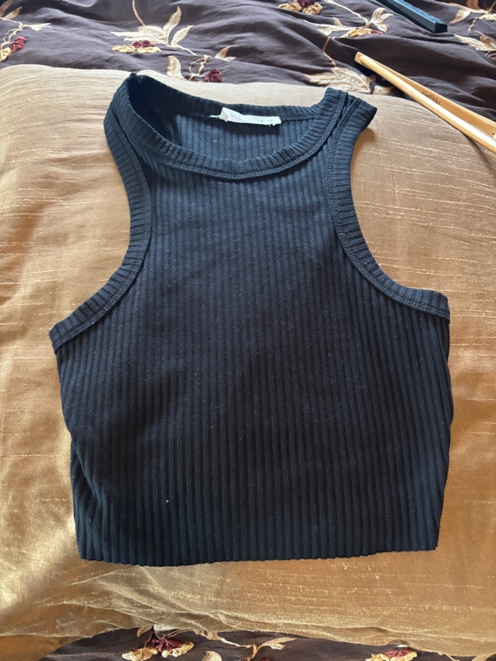 12th Tribe Black Ribbed Racerback Crop Tank